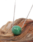 Baikalla Jewelry Jade Pendant Necklace Baikalla™ "Good Luck Button" Necklace Real Blue-Green Jade Lucky TongTong Pendant Necklace