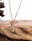 Baikalla Jewelry 18k Gold Jadeite Necklace 18K Rose Gold "Morning Glory" Genuine Ice Jadeite Jade Pendant with Diamonds