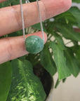 Baikalla™ "Good Luck Button" Necklace Real Blue-Green Jade Lucky TongTong Pendant Necklace