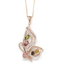 Baikalla Jewelry Silver Tourmaline Pendant Baikalla™ Sterling Silver Tourmaline Butterfly Pendant Necklace With CZ