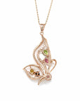 Baikalla Jewelry Silver Tourmaline Pendant Baikalla™ Sterling Silver Tourmaline Butterfly Pendant Necklace With CZ