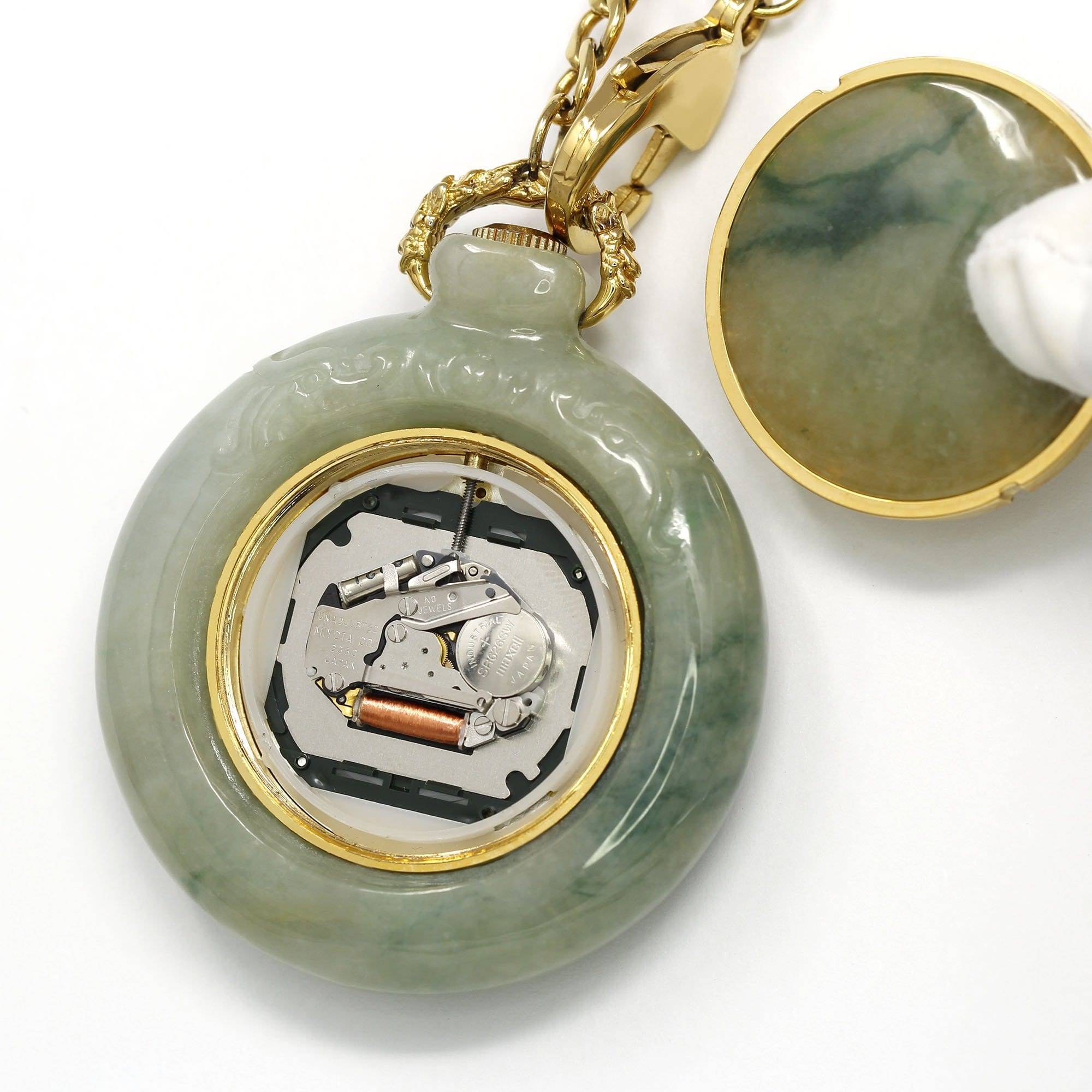 Baikalla Jewelry genuine jadeite carving Genuine Burmese Ice Jadeite Jade Pocket Watch (Art & Collectibles) (WA1)