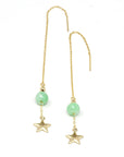 Baikalla Jewelry Gold Jade Earrings Baikalla™ "You are the brightest star to me" 14K Royal Yellow Gold Genuine Jade Jadeite Beads and Gold Star Longer Earrings