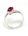 Baikalla Jewelry Gold Ruby Ring 18k White Gold Natural Oval Ruby Diamond Anniversary Ring R14