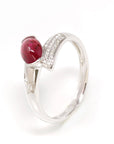 Baikalla Jewelry Gold Ruby Ring 7.5 18k White Gold Natural Oval Ruby Diamond Anniversary Ring R14