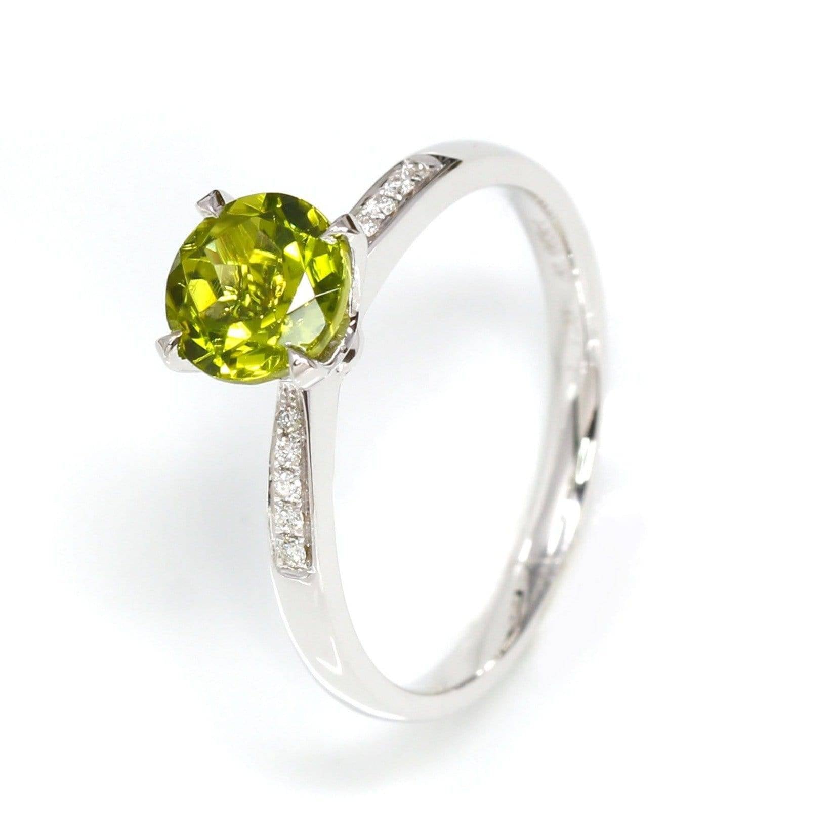 Baikalla Jewelry 18k Gold Peridot Ring 8 Baikalla™ 14k White Gold Natural Round Brilliant Peridot Diamond Anniversary Ring 