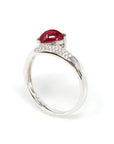 Baikalla Jewelry Gold Ruby Ring 18k White Gold Natural Oval Ruby Diamond Anniversary Ring R14