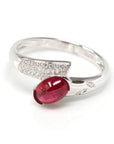 Baikalla Jewelry Gold Ruby Ring 18k White Gold Natural Oval Ruby Diamond Anniversary Ring R14