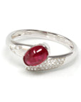 Baikalla Jewelry Gold Ruby Ring 18k White Gold Natural Oval Ruby Diamond Anniversary Ring R14