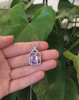 Sterling Silver Natural Amethyst Luxury Pendant Necklace With CZ