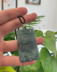 Natural Deep Blue Green Jadeite Jade "Roaring Tiger" Pendant Necklace For Men, Collectibles.