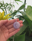 14k White Gold "Good Luck Button" Necklace Lavender Jadeite Jade Lucky KouKou Pendant Necklace with Diamond VS1 Bail