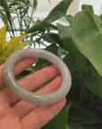 "Classic Half Round" Blue- Green Jade Jadeite Bangle Bracelet (56.11 mm) 