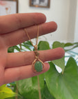 18K Rose Gold Oval Imperial Jadeite Jade Money Bag Style Necklace with Diamonds