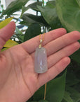 Genuine Light Lavender Jadeite Jade Good Luck Bamboo (Jie Jie Gao Sheng) Pendant Necklace With 14k Yellow Gold Bail