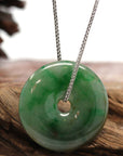 Baikalla Jewelry Jade Pendant Necklace Baikalla "Good Luck Button" Necklace Green Jadeite Jade Lucky Ping An Kou Pendant