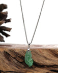 Baikalla Jewelry Jade Pendant Necklace Baikalla "Prosperity Every Year (年年有鱼)" Lucky Fish Carving Pendant Necklace Natural Green Jadeite Jade JG154