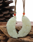 Baikalla Jewelry Jade Pendant Necklace A Pair Baikalla™ "Dragon & Phoenix" Genuine HeTian White Nephrite Jade Pendant Necklace