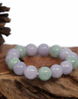 Baikalla Jewelry jade beads bracelet Jadeite Jade 13mm Round Green & Lavender Beads Bracelet ( 13 mm )