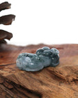 Baikalla Jewelry genuine jadeite carving Genuine Burmese Ice Blue Jadeite Jade PiXiu Pendant Necklace