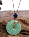 Baikalla Jewelry Gold Jadeite Pendant 18k Rose Gold Genuine Burmese Jadeite Constellation (Scorpio) Necklace Pendant with Lapis Bail