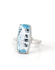 Baikalla Jewelry Gold Topaz Ring 5 14k White Gold Genuine Swiss Blue Topaz Ring with Diamonds