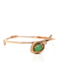 Baikalla Jewelry Gold Jade Bracelet 18k Rose Gold "Morning Glory" Half Bracelet Bangle with Green Imperial Jade & Diamonds