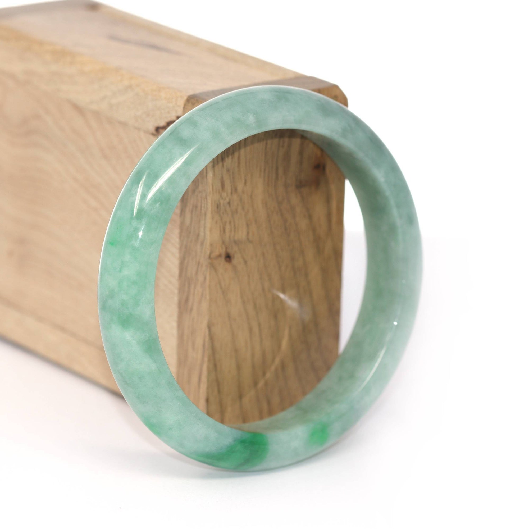 Baikalla Jewelry Jadeite Jade Bangle Bracelet Genuine Burmese Forest Green Jadeite Jade Bangle Bracelet (58.3 mm) #257