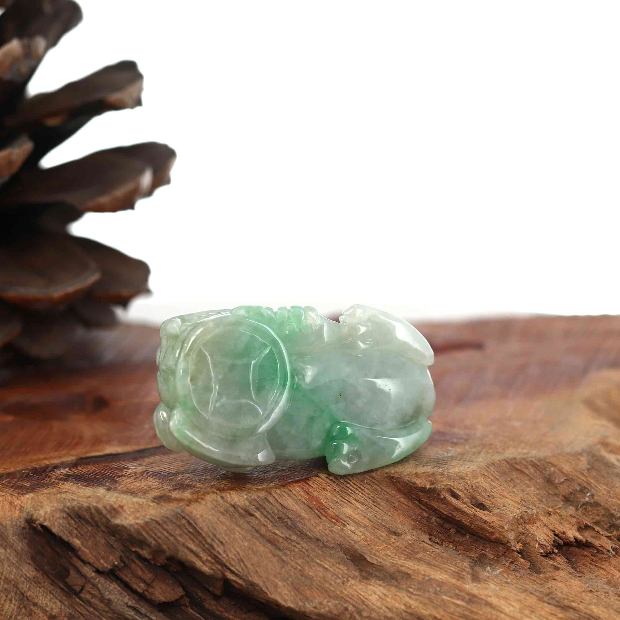 Baikalla Jewelry genuine jadeite carving Genuine Burmese Green Jadeite Jade PiXiu Pendant Necklace