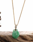 Baikalla Jewelry Jade Pendant 14k Yellow Gold Natural Jadeite Jade "Longevity Peach" Shou Tao Necklace