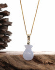 Baikalla Jewelry Jade Pendant Natural Ice Lavender Jadeite Jade Lucky Money Sack Necklace With 14k Yellow Gold Bail