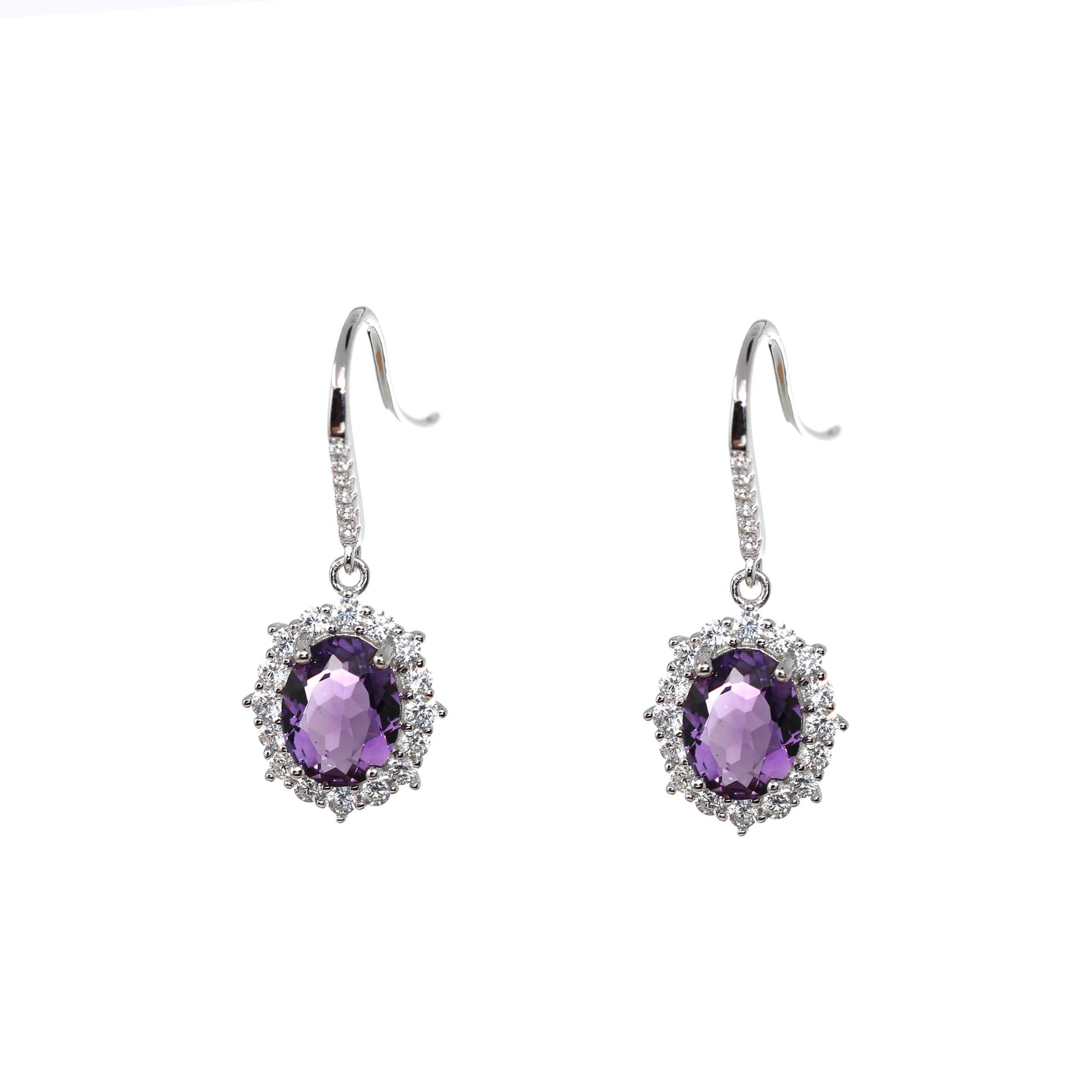 Baikalla Jewelry Silver Gemstones Earrings Amethyst Baikalla™ Classic Sterling Silver Natural Amethyst Topaz Citrine Garnet Earrings With CZ