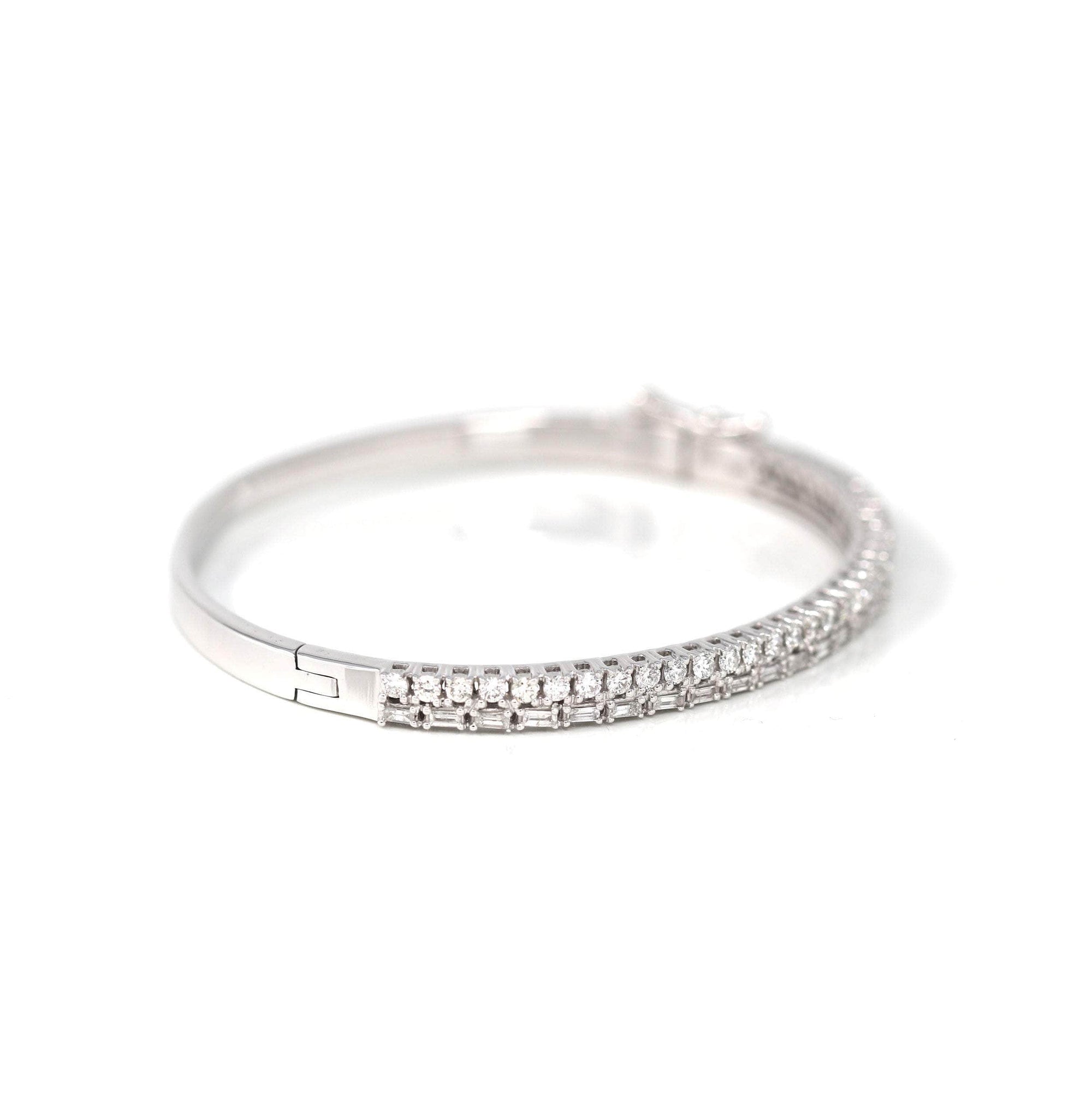 Baikalla Jewelry Gold Diamond Bangle Bracelet 14k White Gold Diamond Oval Luxury Bangle Bracelet