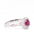 Baikalla Jewelry Gold Ruby Ring 18k White Gold Natural Round Pink Ruby Diamond Anniversary Ring