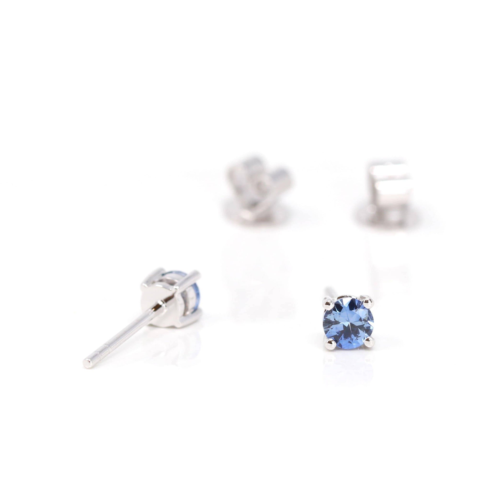 Baikalla Jewelry Gemstone Pendant Necklace Baikalla™ 14k White Gold Sapphire Round 4 Prong Stud Earrings