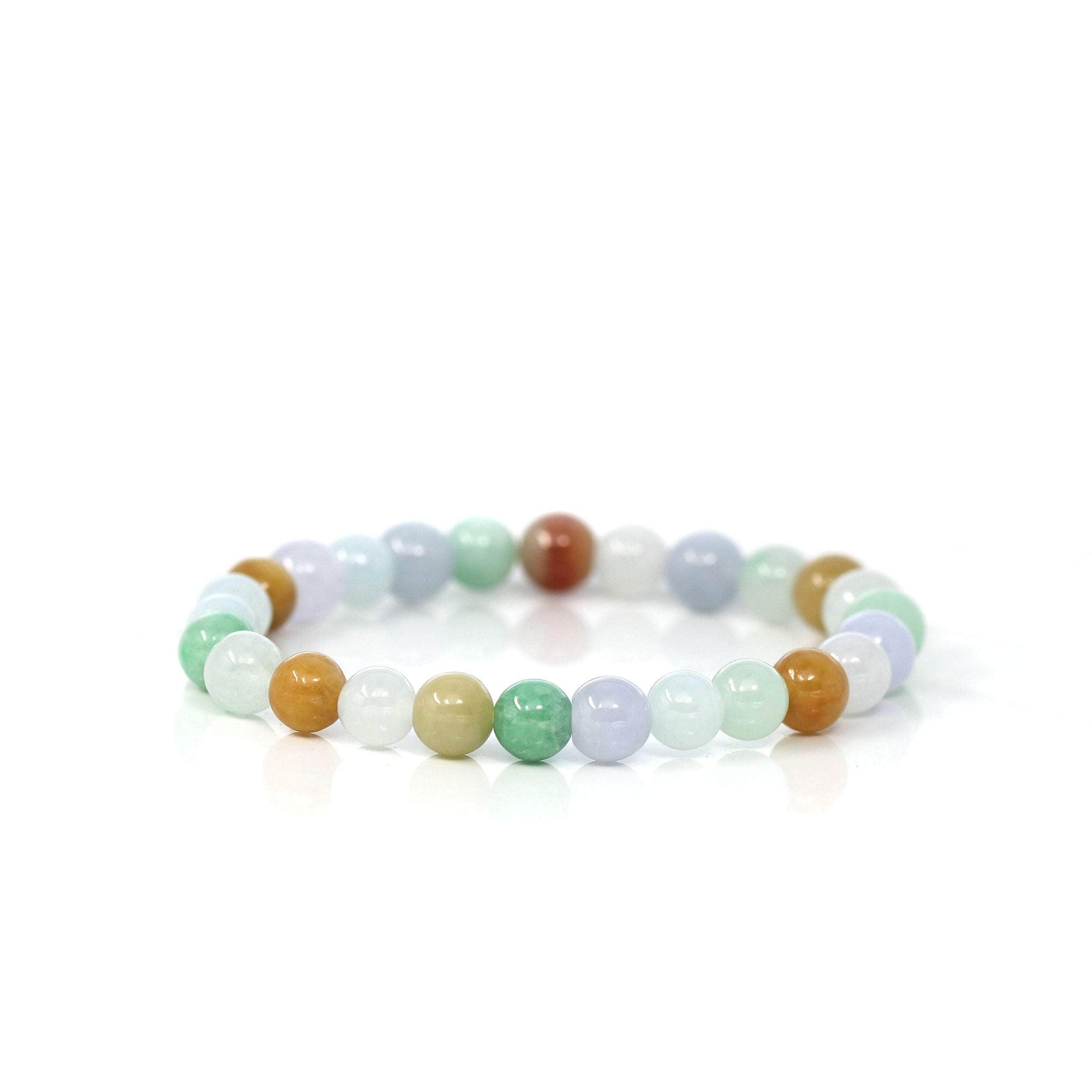 Baikalla Jewelry jade beads bracelet Genuine Jadeite Jade Round Multiple Colors Beads Bracelet ( 7 mm)