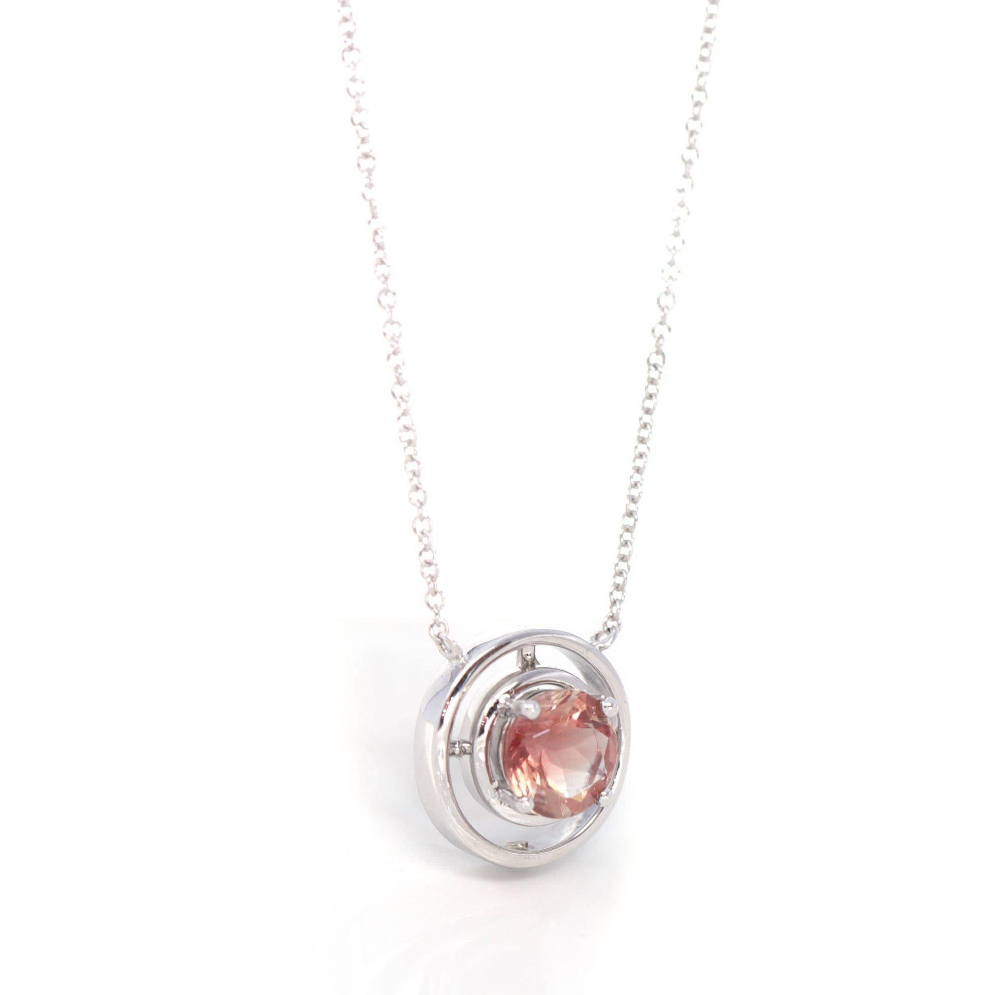 Baikalla Jewelry Gemstone Pendant Necklace 14k White Gold Genuine AAA Royal Red Sunstone Pendant Necklace