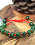 Baikalla 5 in Baikalla Natural Nephrite Jade Bead Bracelet With Red String