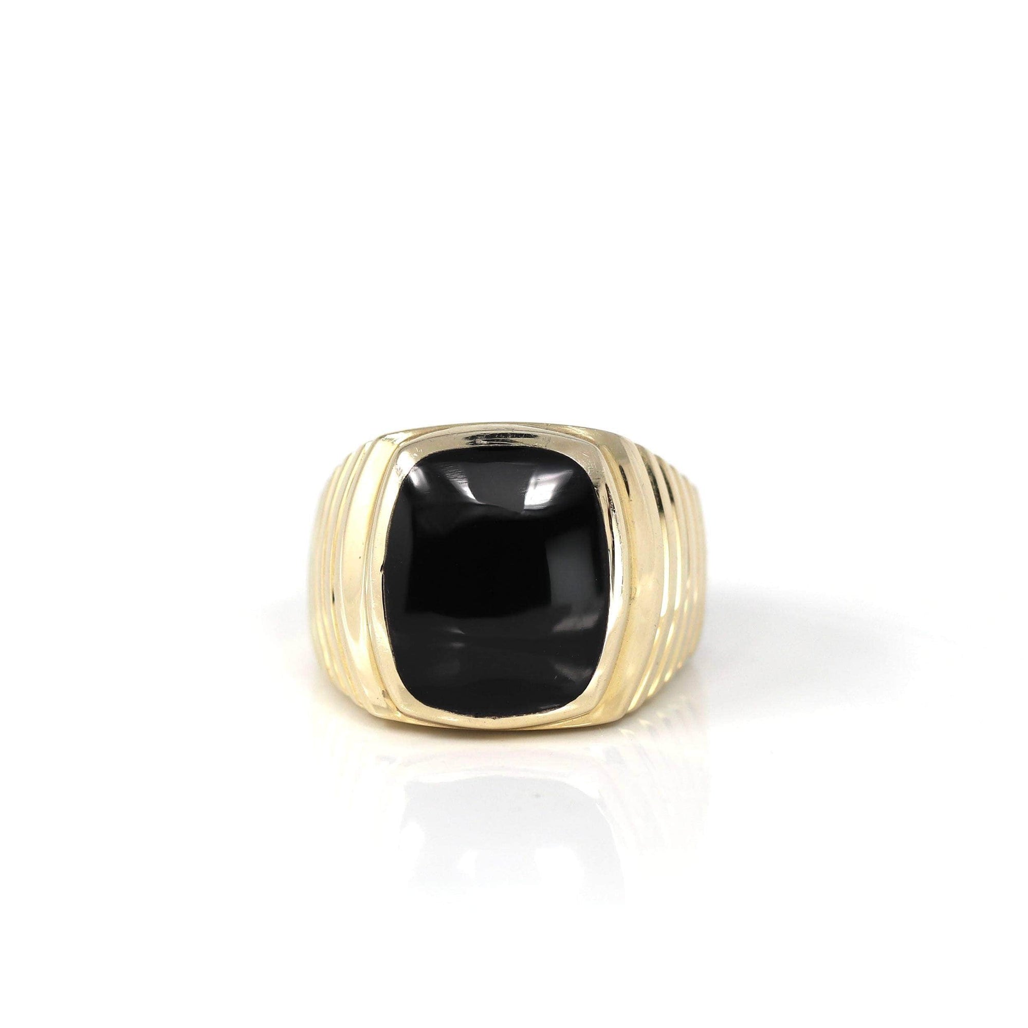 Baikalla Jewelry Gold Onyx Men&#39;s Ring 14k Yellow Gold Black Onyx Men&#39;s Ring