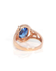 Baikalla Jewelry Gold Sapphire Ring 18k Rose Gold Lab-Created Blue Sapphire Ring With CZ