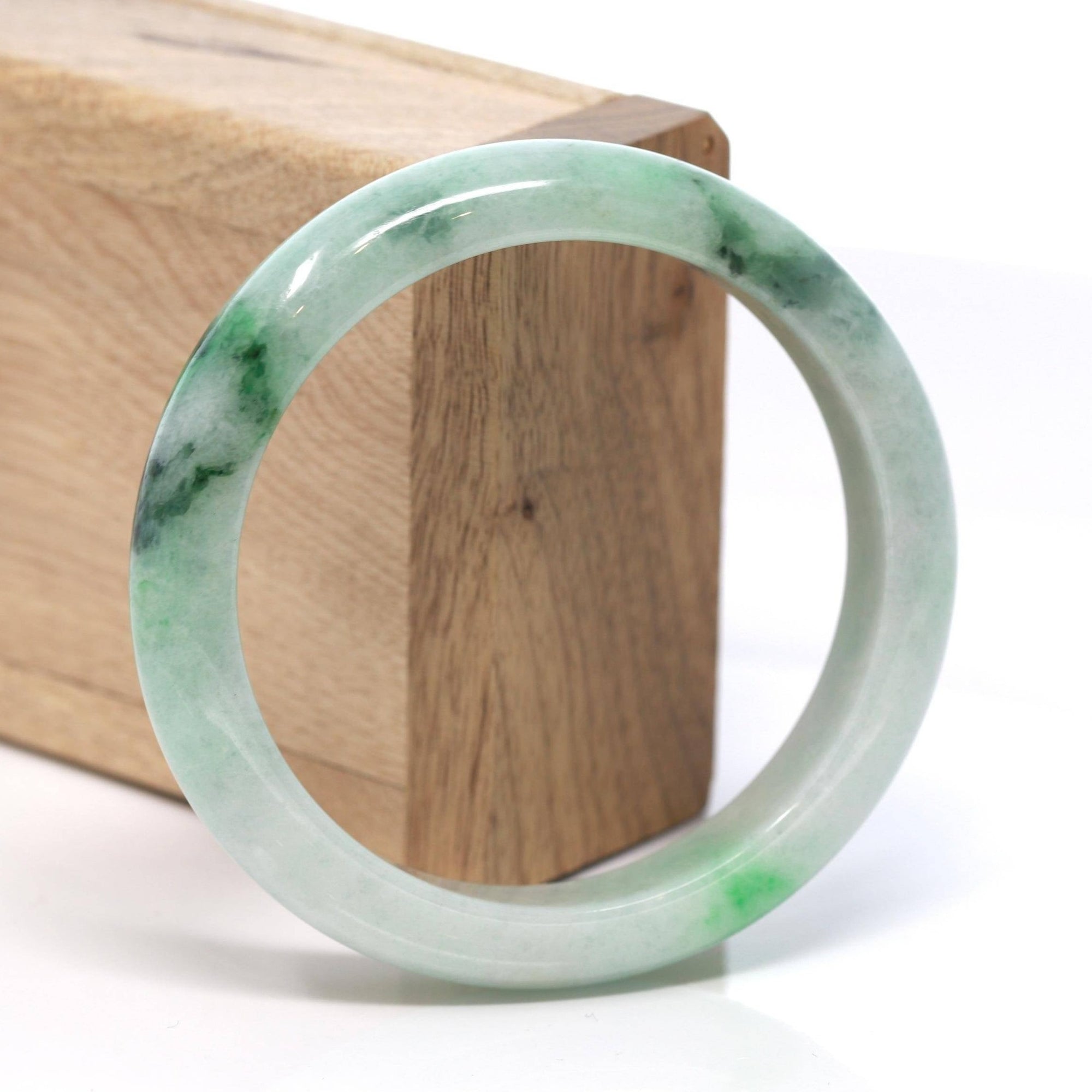 Baikalla Jewelry Jadeite Jade Bangle Bracelet Baikalla™ "Classic Bangle" Genuine Burmese Green Jadeite Jade Bangle Bracelet (58.2 mm) #167