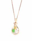 Baikalla Jewelry Gold Jadeite Necklace Baikalla™ "Money Sack" 18k Rose Gold Multi-Colored Jadeite Jade Diamond Pendant Necklace