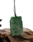 Baikalla Jewelry Jade Guanyin Pendant Necklace Genuine Green Jadeite Jade "Lucky Bird on Branch" Pendant Necklace With Real Jadeite jade Beads Necklace