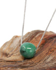 Baikalla Jewelry Jade Pendant Necklace Baikalla™ "Good Luck Button" Necklace Real Blue-Green Jade Lucky TongTong Pendant Necklace