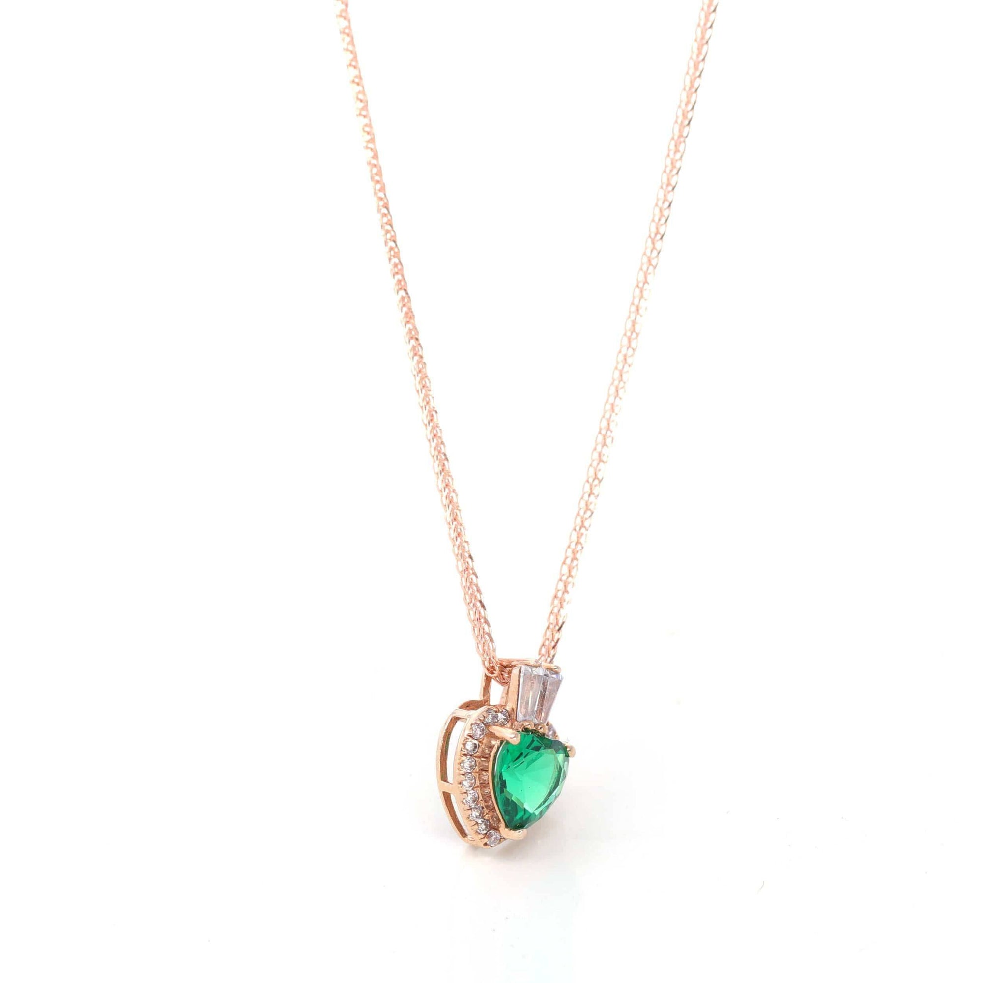 Baikalla Jewelry Emerald Pendant Necklace 18k Rose Gold  Lab. Created Emerald &amp; CZ Pendant Necklace