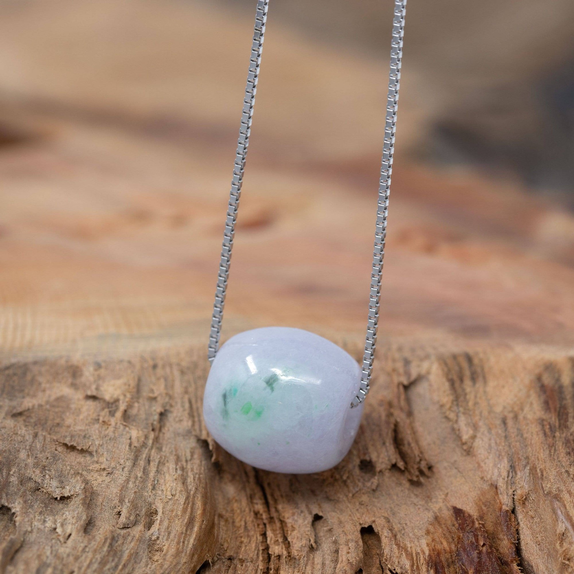 Baikalla Jewelry Jade Pendant Necklace Baikalla™ &quot;Good Luck Button&quot; Necklace Real Lavender Jade Lucky TongTong Pendant Necklace