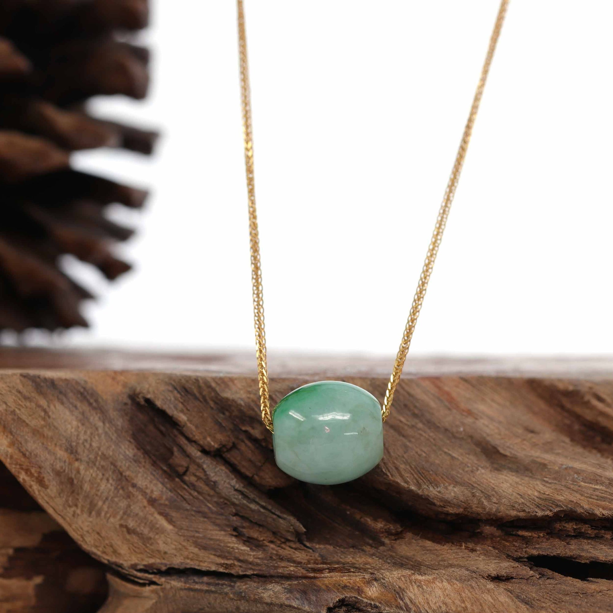 Baikalla Jewelry Jade Pendant Necklace Baikalla™ "Good Luck Button" Necklace Rich Forest Green Jade Lucky TongTong Pendant Necklace