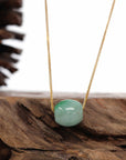 Baikalla Jewelry Jade Pendant Necklace Baikalla™ "Good Luck Button" Necklace Rich Forest Green Jade Lucky TongTong Pendant Necklace