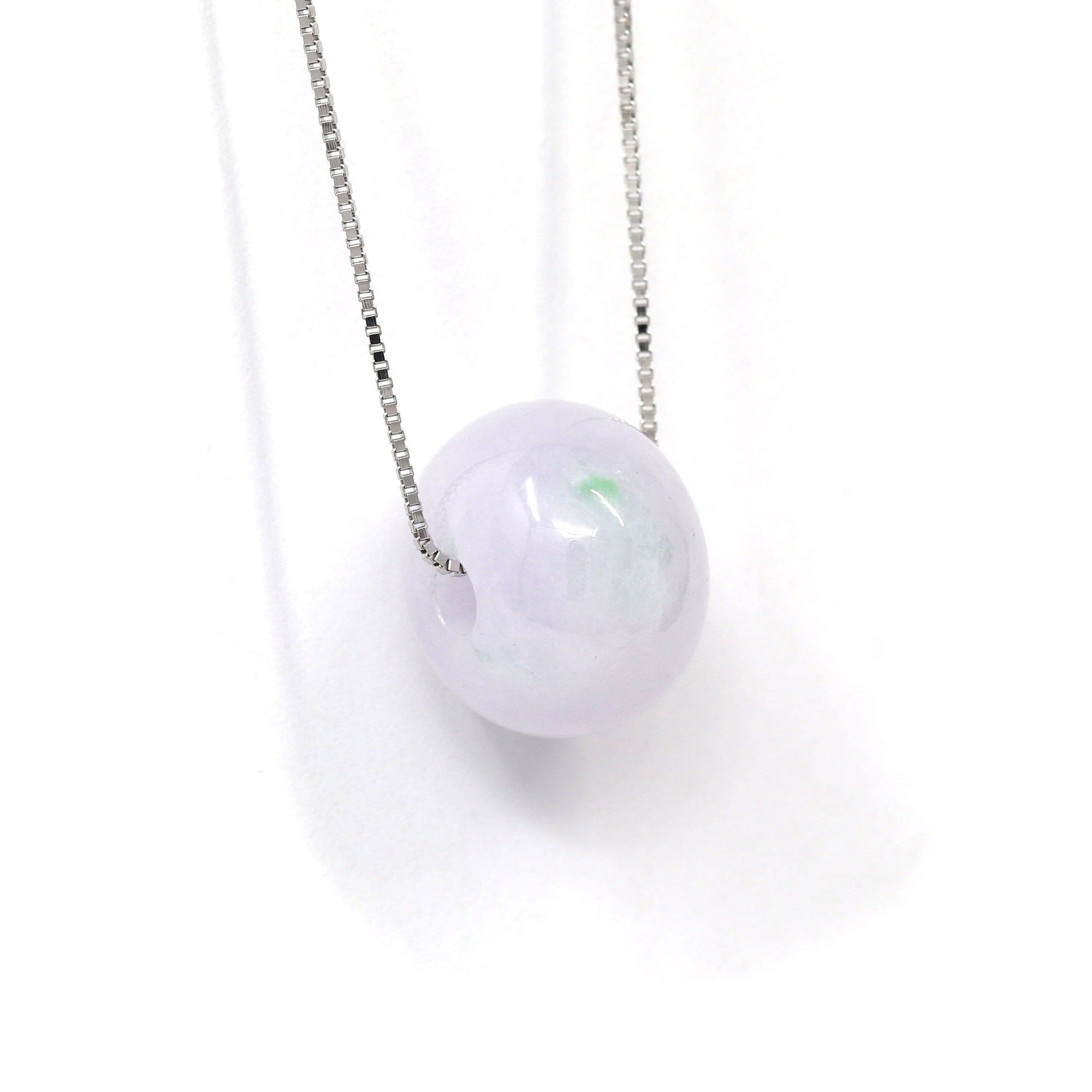 Baikalla Jewelry Jade Pendant Necklace Baikalla™ &quot;Good Luck Button&quot; Necklace Real Lavender Jade Lucky KouKou Pendant Necklace