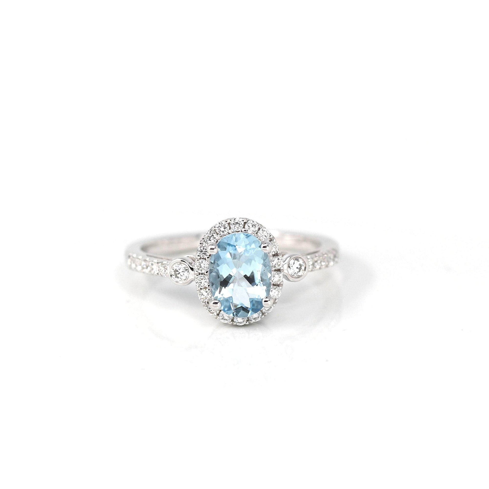 Baikalla Jewelry Gold Aquamarine Ring 5 14k White Gold Natural Oval Aquamarine Diamond Anniversary Ring